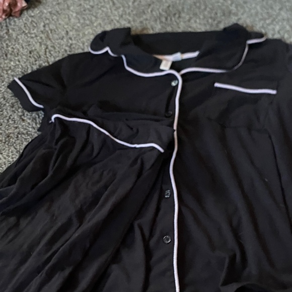 Black Button-Up Jumpsuit with White Trim - Picture 1 of 5